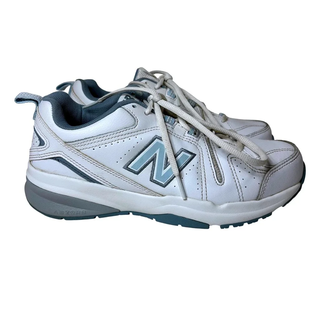 New Balance 608 V5 Womens 7.5 White Blue Leather Cross Training Shoes WX608WB5